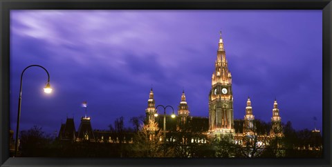 Framed Austria, Vienna, Rathaus, night Print