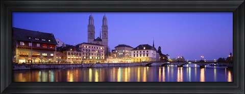 Framed Commercial District, Limmatquai, Zurich, Switzerland Print