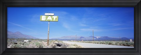 Framed Old Diner Sign, Highway 395, California, USA Print