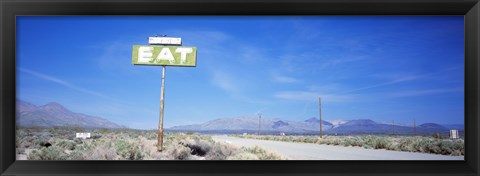 Framed Old Diner Sign, Highway 395, California, USA Print