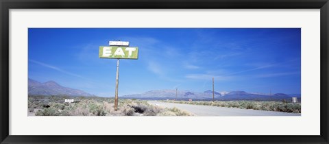 Framed Old Diner Sign, Highway 395, California, USA Print