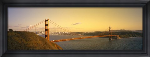 Framed Golden Gate Bridge with Golden Sky, San Francisco, California, USA Print