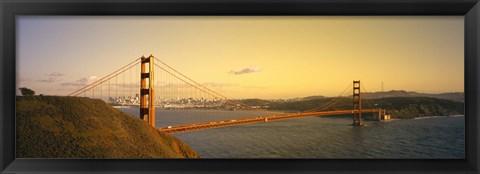 Framed Golden Gate Bridge with Golden Sky, San Francisco, California, USA Print