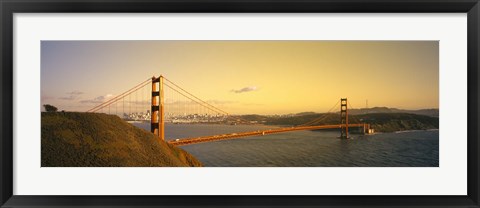 Framed Golden Gate Bridge with Golden Sky, San Francisco, California, USA Print