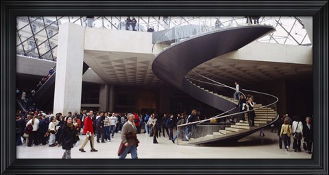 Framed Group of people in a museum, Louvre Pyramid, Paris, France Print