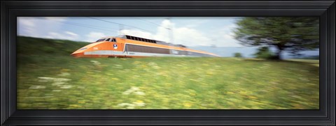 Framed TGV High-Speed Train Moving Through Hills, Blurred Motion Print