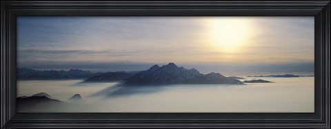 Framed Switzerland, Luzern, Pilatus Mountain, Panoramic view of mist around a mountain peak Print