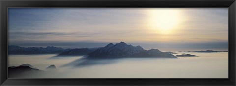 Framed Switzerland, Luzern, Pilatus Mountain, Panoramic view of mist around a mountain peak Print