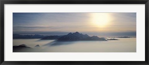 Framed Switzerland, Luzern, Pilatus Mountain, Panoramic view of mist around a mountain peak Print