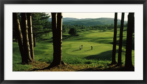 Framed Four people playing golf, Country Club Of Vermont, Waterbury, Washington County, Vermont, USA Print