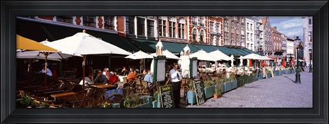 Framed Group of people in a restaurant, Bruges, Belgium Print