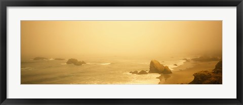 Framed Fog over the beach, Mendocino, California, USA Print