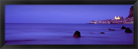 Framed Cefalu At Dusk, Sicily, Italy Print