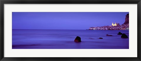 Framed Cefalu At Dusk, Sicily, Italy Print