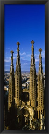 Framed High Section View Of Towers Of A Basilica, Sagrada Familia, Barcelona, Catalonia, Spain Print