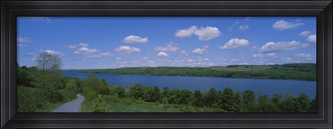 Framed Road near a lake, Owasco Lake, Finger Lakes Region, New York State, USA Print