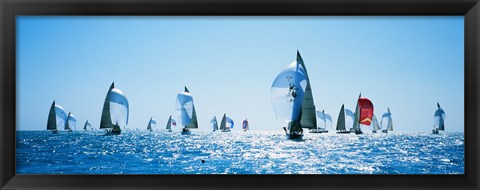 Framed Sailboat Race, Key West Florida, USA Print