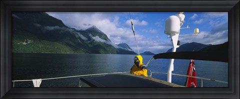 Framed Sailor on a yacht, New Zealand Print