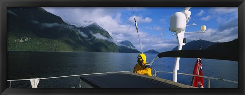 Framed Sailor on a yacht, New Zealand Print