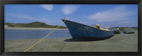 Framed Fishing boats on the beach, Mexico Print