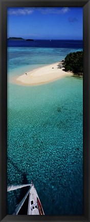 Framed Island With Boat Tonga South Pacific Print