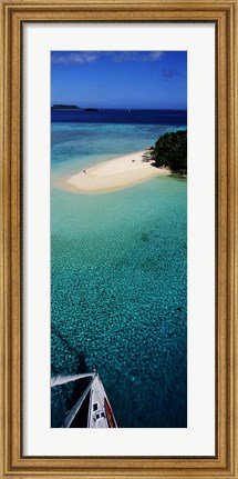 Framed Island With Boat Tonga South Pacific Print