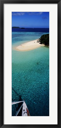 Framed Island With Boat Tonga South Pacific Print