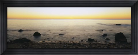 Framed Rocks on the beach, Block Island, Rhode Island, USA Print