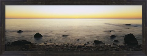 Framed Rocks on the beach, Block Island, Rhode Island, USA Print