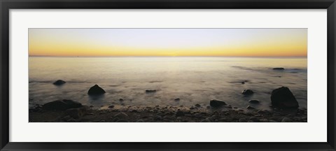 Framed Rocks on the beach, Block Island, Rhode Island, USA Print