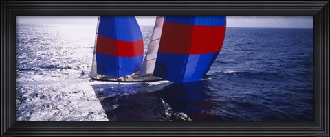 Framed High angle view of a yacht in the sea, Caribbean Print