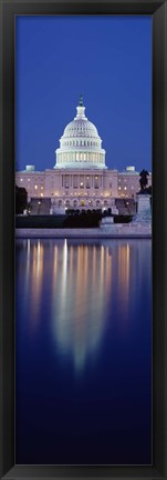 Framed Reflection of a government building in water, Capitol Building, Capitol Hill, Washington DC, USA Print