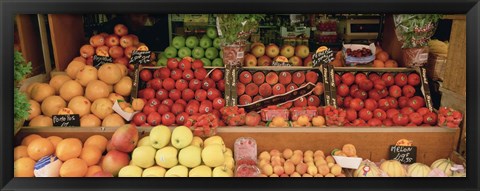 Framed Close-Up Of Fruits In A Market, Rue De Levy, Paris, France Print