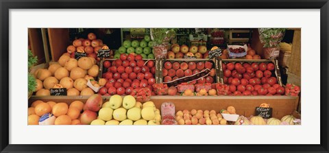 Framed Close-Up Of Fruits In A Market, Rue De Levy, Paris, France Print