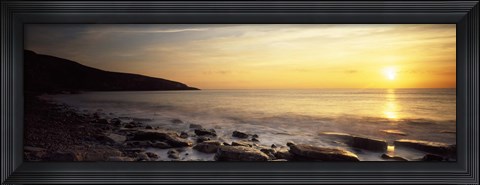 Framed Sunset over the sea, Celtic Sea, Wales Print