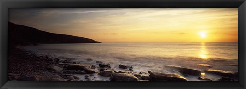 Framed Sunset over the sea, Celtic Sea, Wales Print