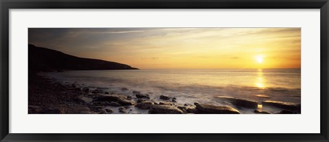 Framed Sunset over the sea, Celtic Sea, Wales Print