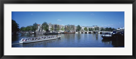 Framed High angle view of a ferry in a lake, Amsterdam, Netherlands Print