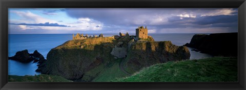 Framed High angle view of a castle, Dunnottar Castle, Grampian, Stonehaven, Scotland Print