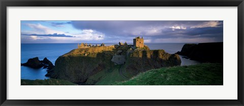 Framed High angle view of a castle, Dunnottar Castle, Grampian, Stonehaven, Scotland Print