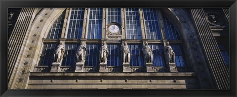 Framed Low angle view of statues on a railroad station building, Gare Du Nord, Paris, France Print