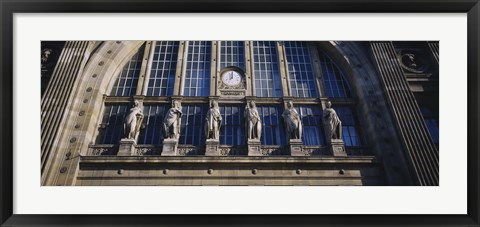 Framed Low angle view of statues on a railroad station building, Gare Du Nord, Paris, France Print