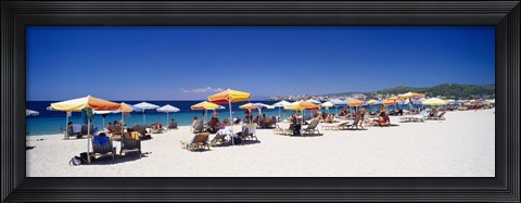 Framed Tourists on the beach, Porto Carras, Sithonia, Chalkidiki, Greece Print
