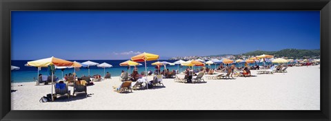 Framed Tourists on the beach, Porto Carras, Sithonia, Chalkidiki, Greece Print