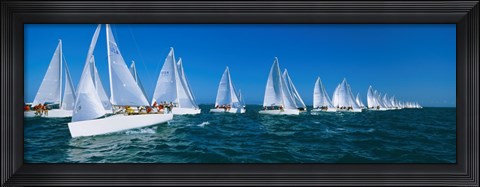 Framed Sailboats racing in the ocean, Key West, Florida Print