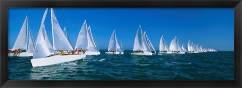 Framed Sailboats racing in the ocean, Key West, Florida Print