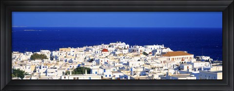 Framed Mykonos, Greece with Bright Blue Water &amp; Sky Print