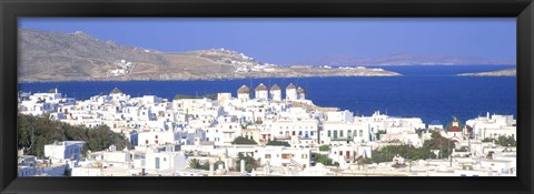 Framed Aerial View of Mykonos, Greece Print