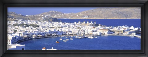 Framed Mykonos Harbor, Greece Print