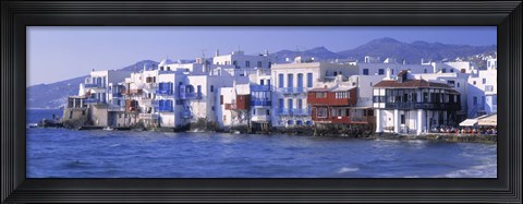 Framed Buildings on the Waterfront, Mykonos, Greece Print